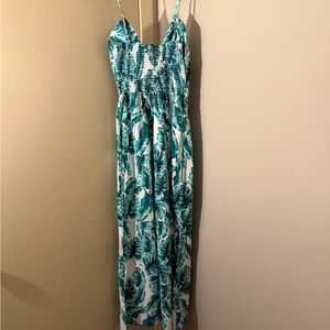 Purple Snow Teal Leaf Print Dress